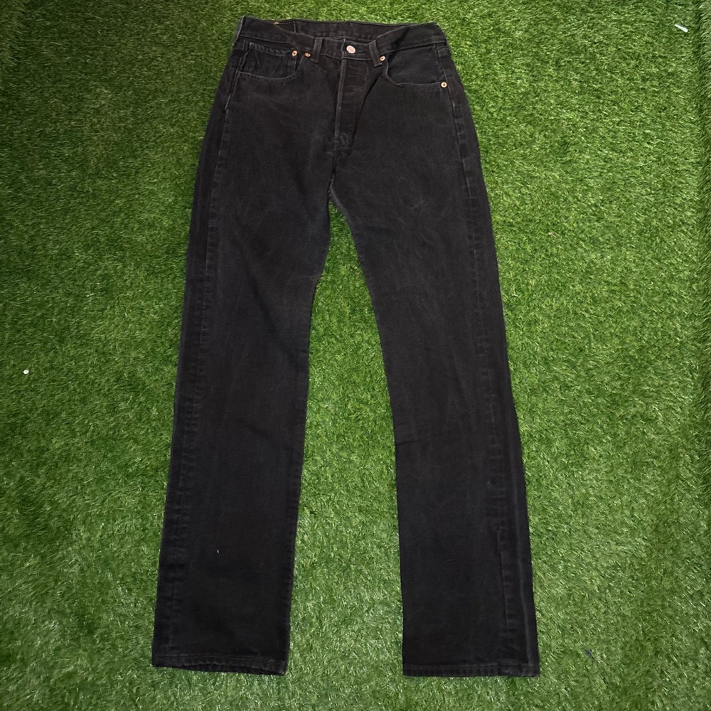 Vintage Levis 501 Black Denim Jeans Made in USA 1998 Button Fly W31 L34 501-0660 - Picture 1 of 16